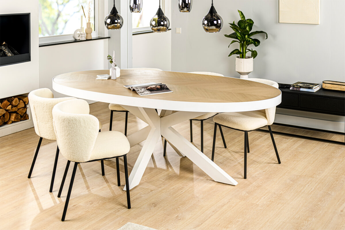 Haluta - Ovale Eikenhouten Eetkamertafel Lennox - 230 x 110 x 76 cm - Naturel