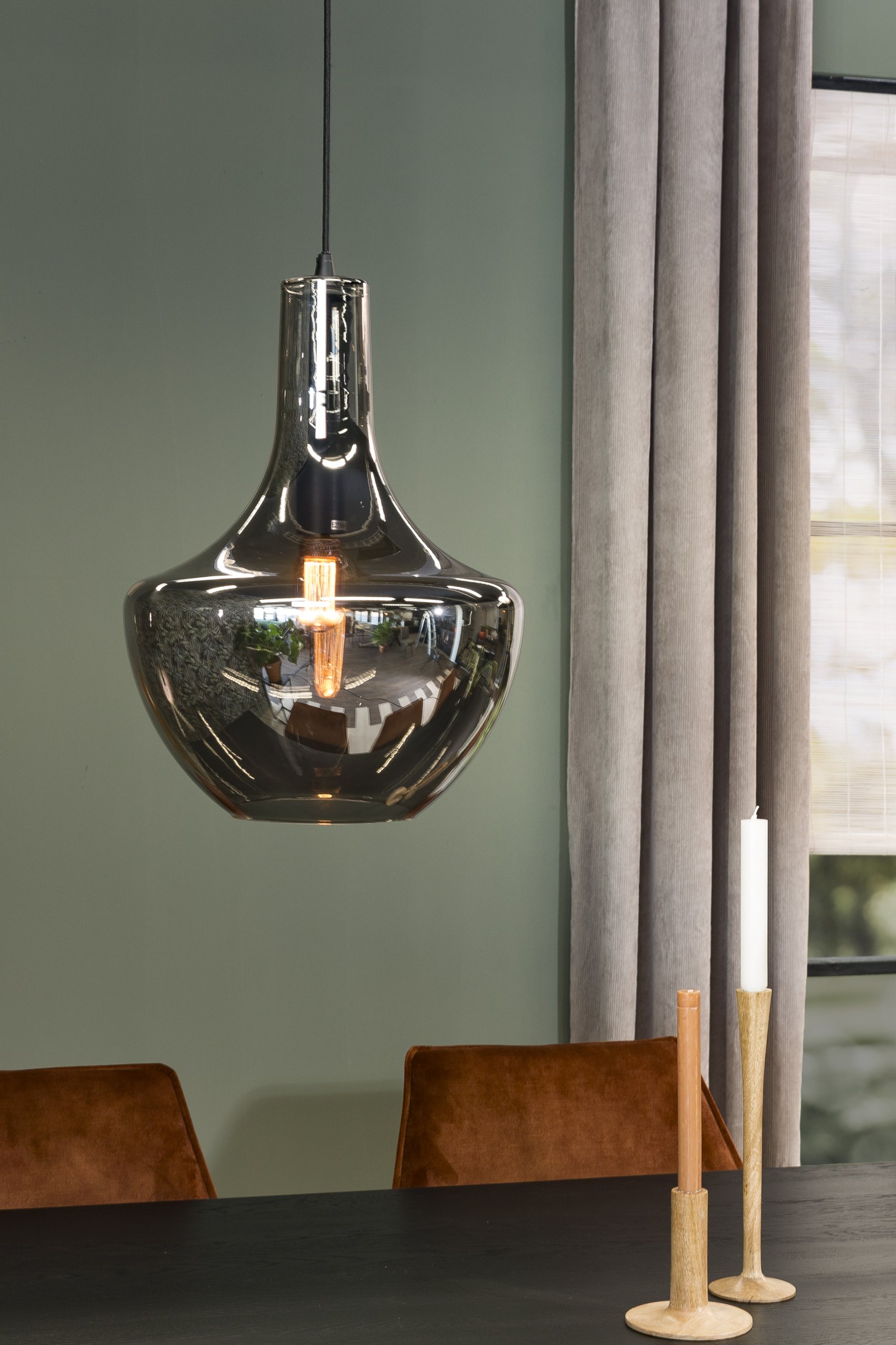 Haluta Hanglamp - 37 x 37 x 130 cm - 1-lichts - Smoke Glas - Afbeelding 4