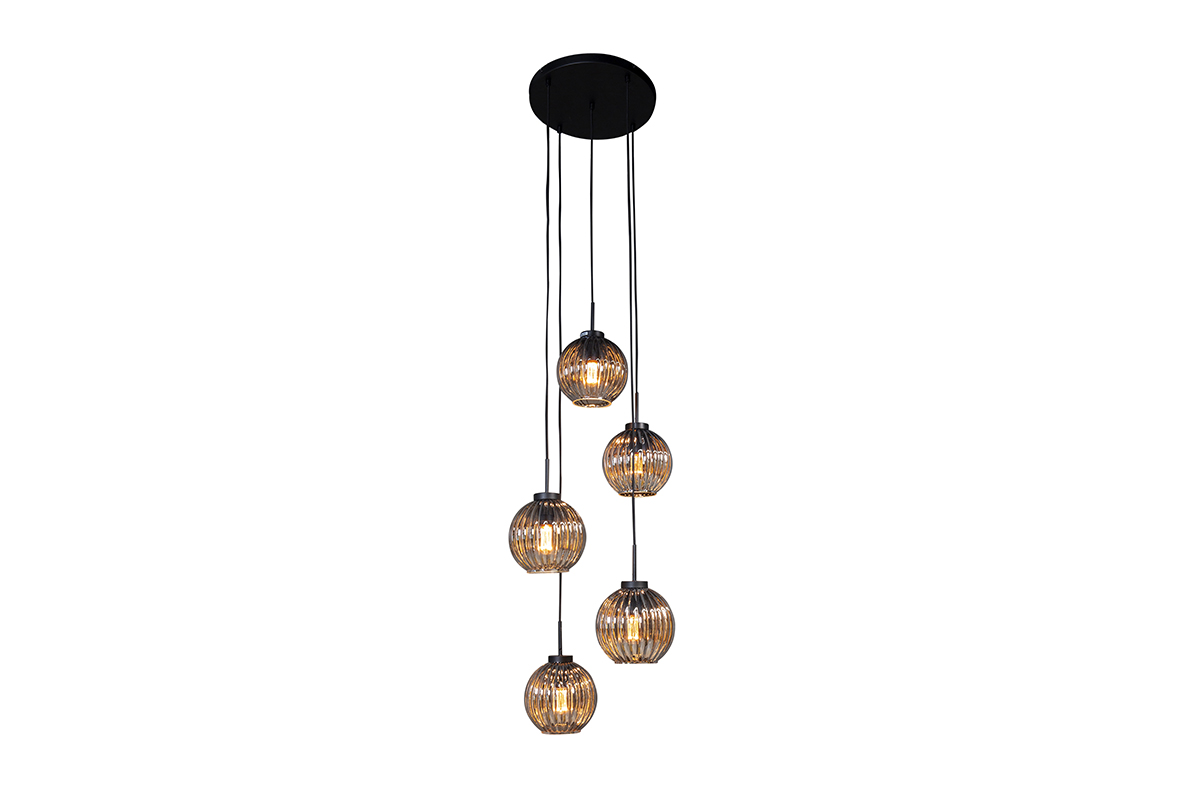 Haluta Hanglamp - 5-lichts - Smoke Glas