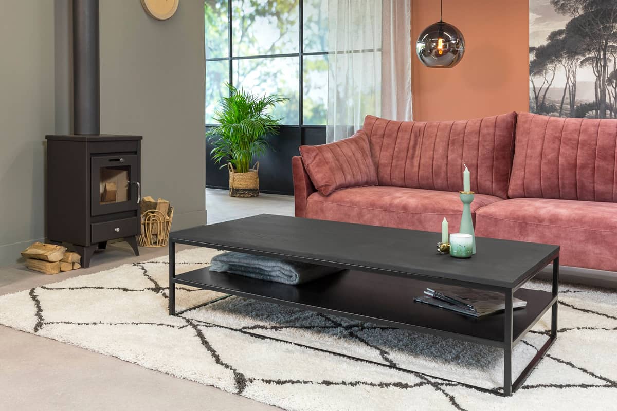 Haluta - Vierkante Eiken Salontafel Olaf - 110 x 110 x 38 cm - Zwart - Afbeelding 6