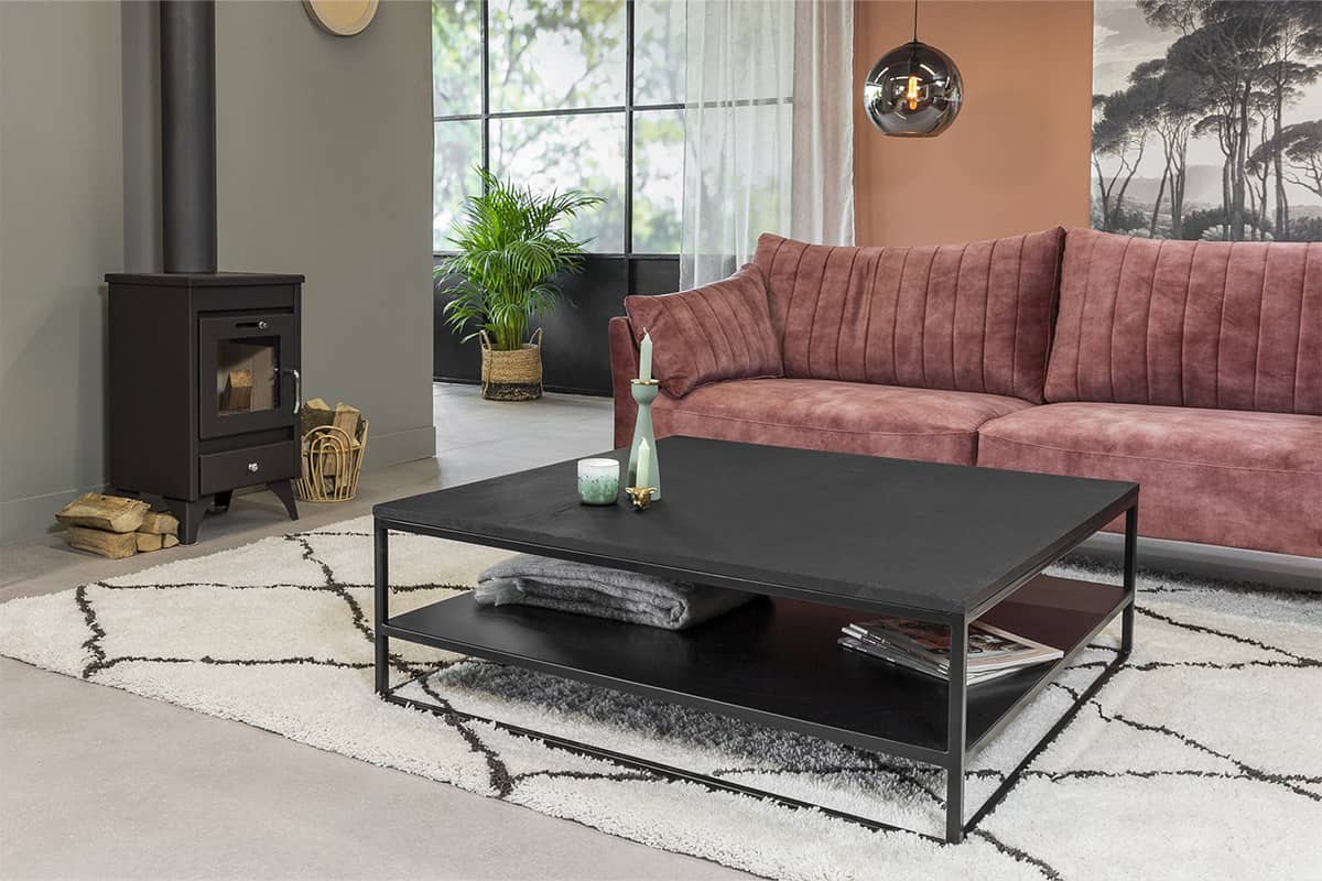 Haluta - Vierkante Eiken Salontafel Olaf - 110 x 110 x 38 cm - Zwart - Afbeelding 4