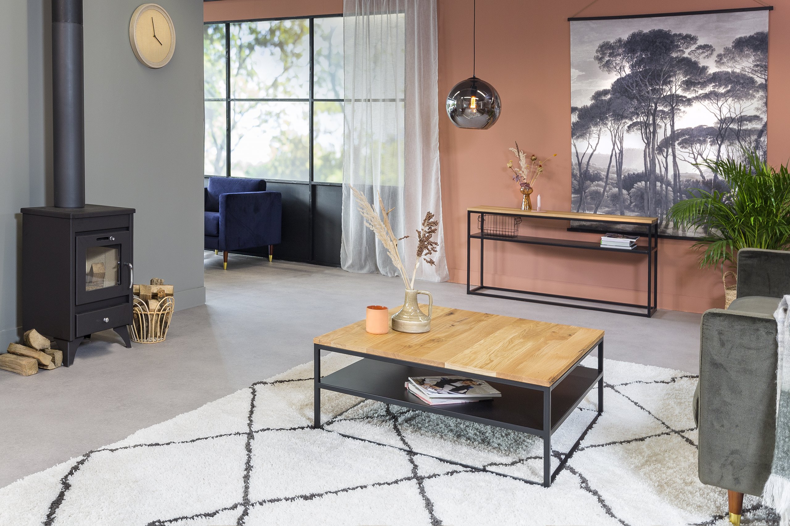 Haluta Eiken Salontafel - 90 x 90 x 38 cm - Zandkleurig - Afbeelding 2