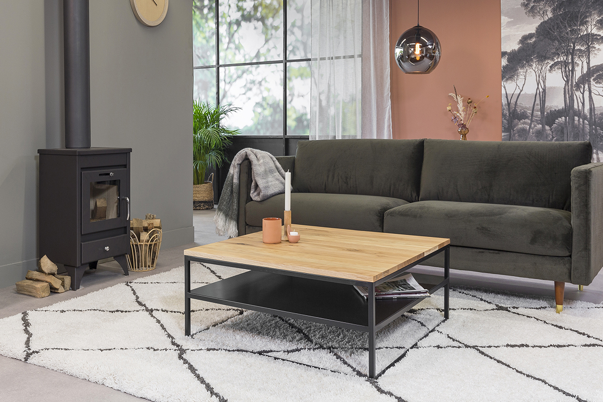 Haluta Eiken Salontafel - 90 x 90 x 38 cm - Zandkleurig
