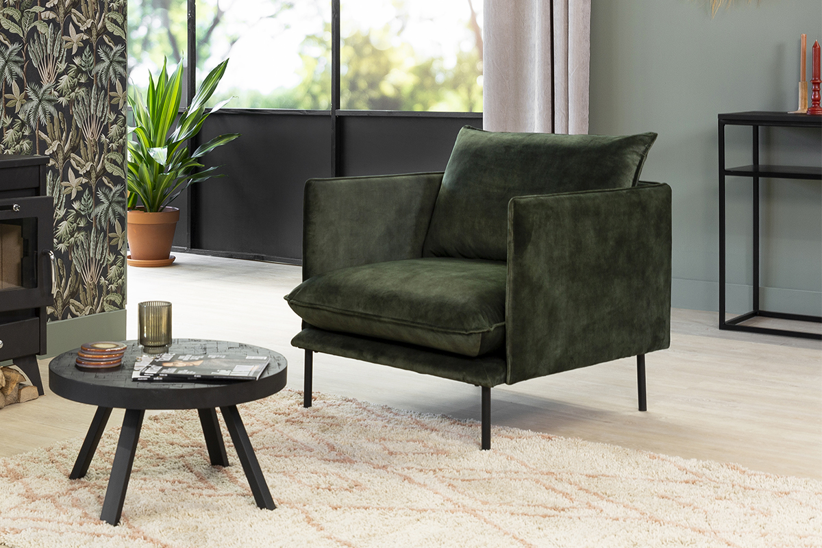 Haluta Velvet Fauteuil - 1 Zits - Groen