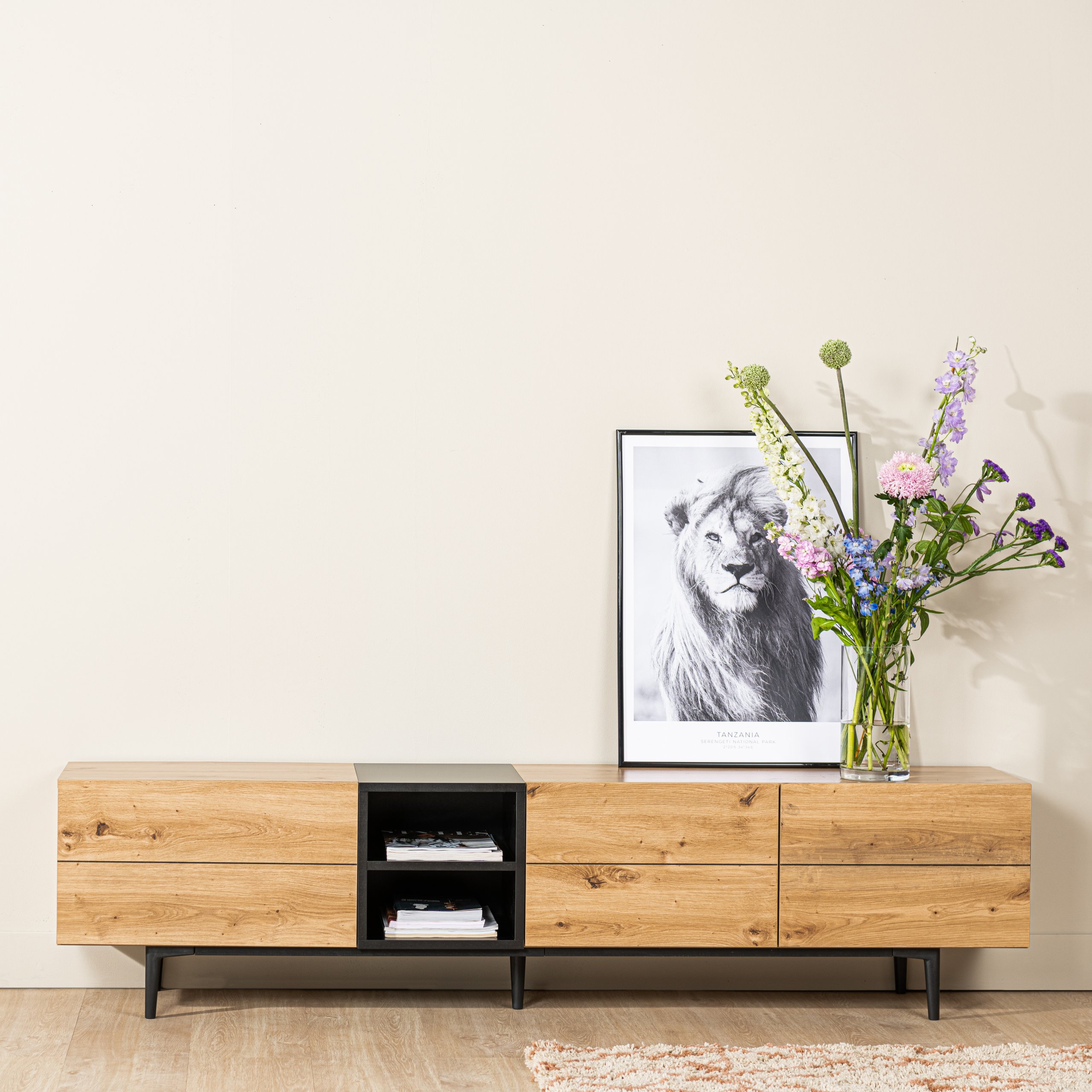 Haluta Melamine TV Meubel - 195 x 37 x 48 cm - Naturel - Afbeelding 4