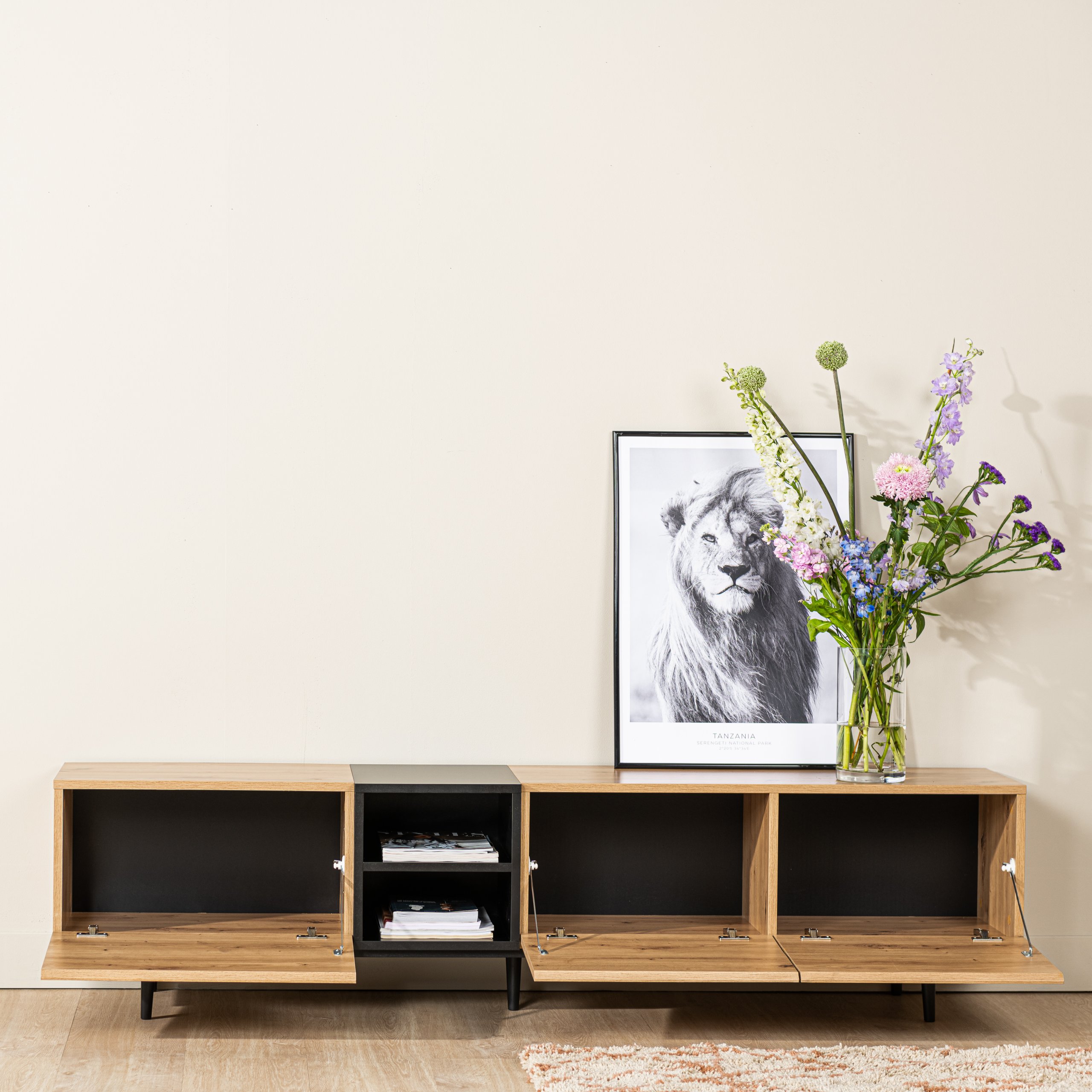 Haluta Melamine TV Meubel - 195 x 37 x 48 cm - Naturel - Afbeelding 6