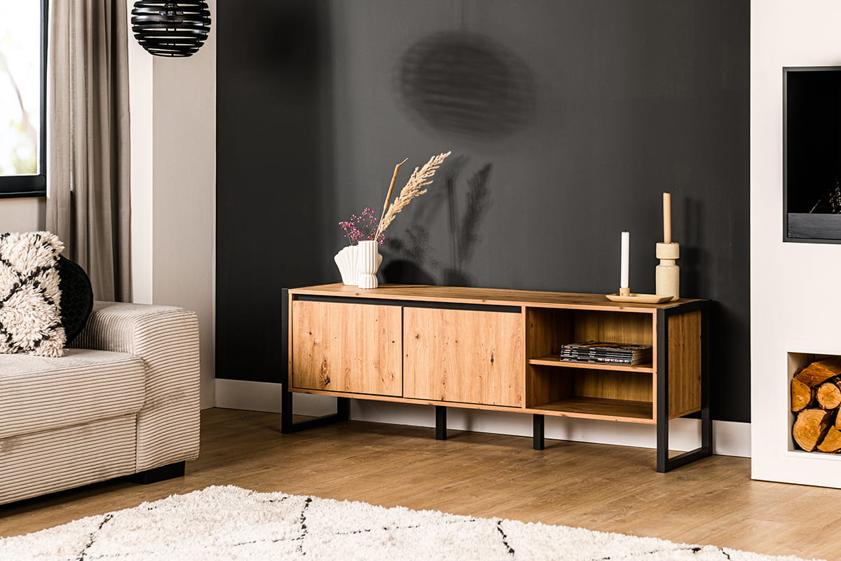 Haluta Melamine TV Meubel - 160 x 40 x 55 cm - Naturel - Afbeelding 2