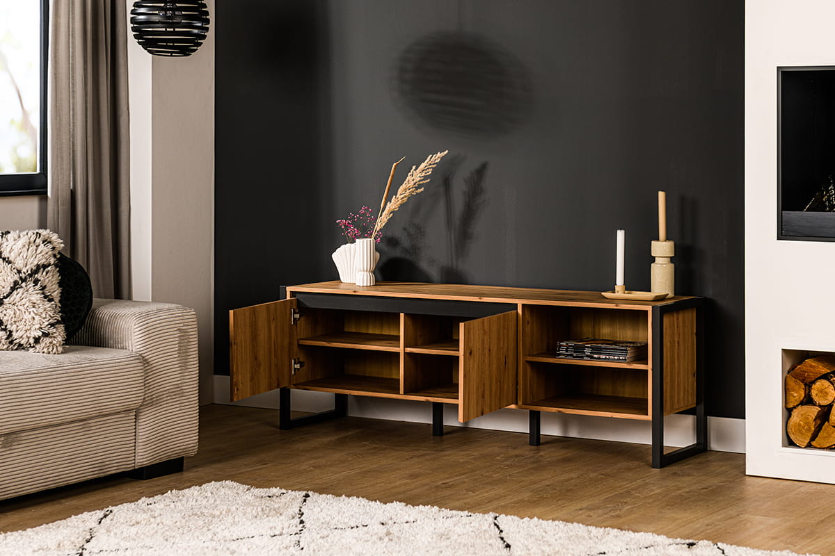 Haluta Melamine TV Meubel - 160 x 40 x 55 cm - Naturel - Afbeelding 3