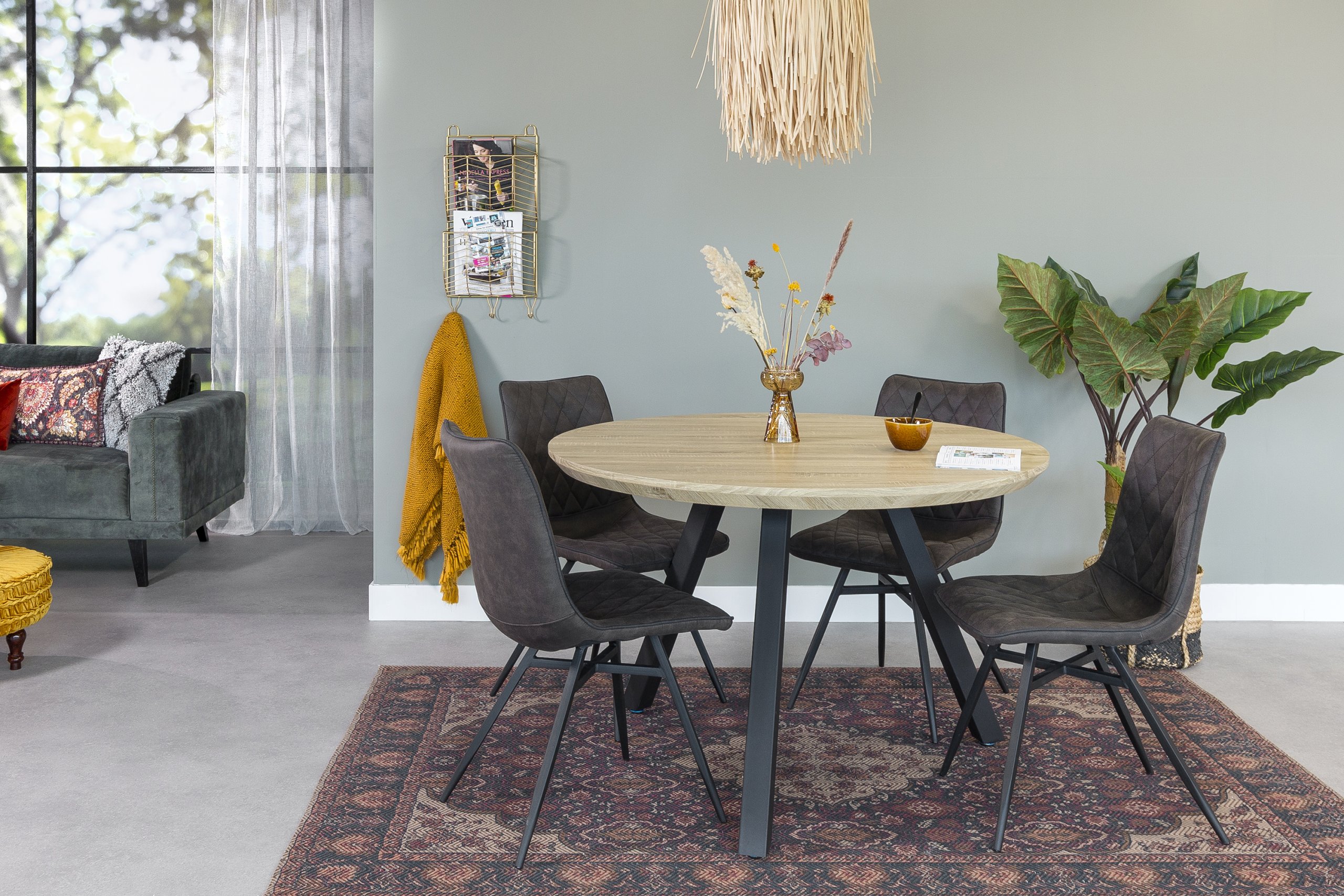 Haluta Eetkamertafel Rond - 120 x 120 cm - White Wash - Afbeelding 2