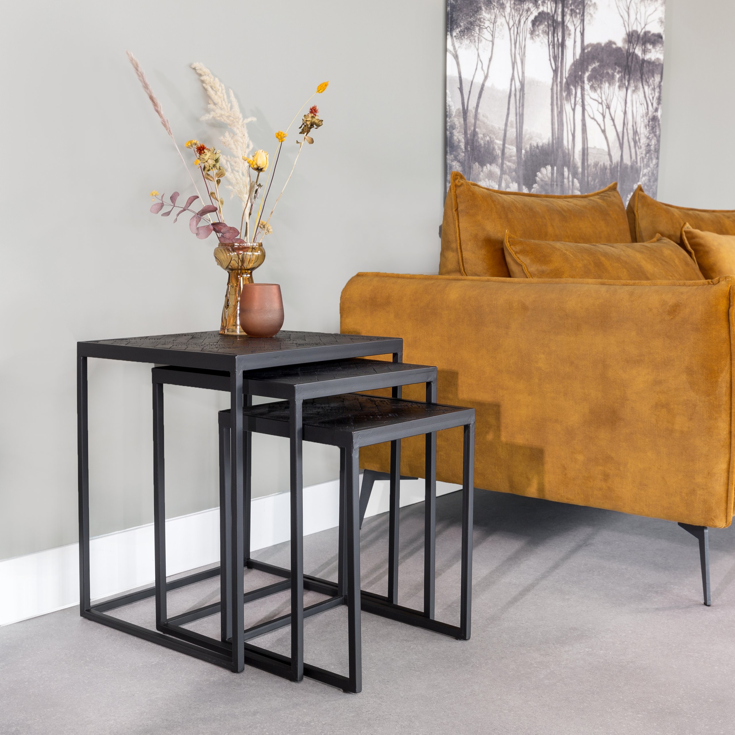 Haluta Bijzettafels - Set van 3 - Black Stack - Zwart - Afbeelding 2