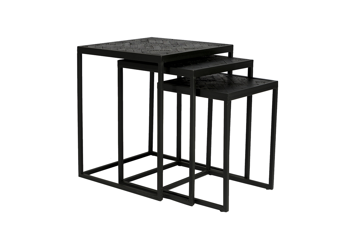 Haluta Bijzettafels - Set van 3 - Black Stack - Zwart