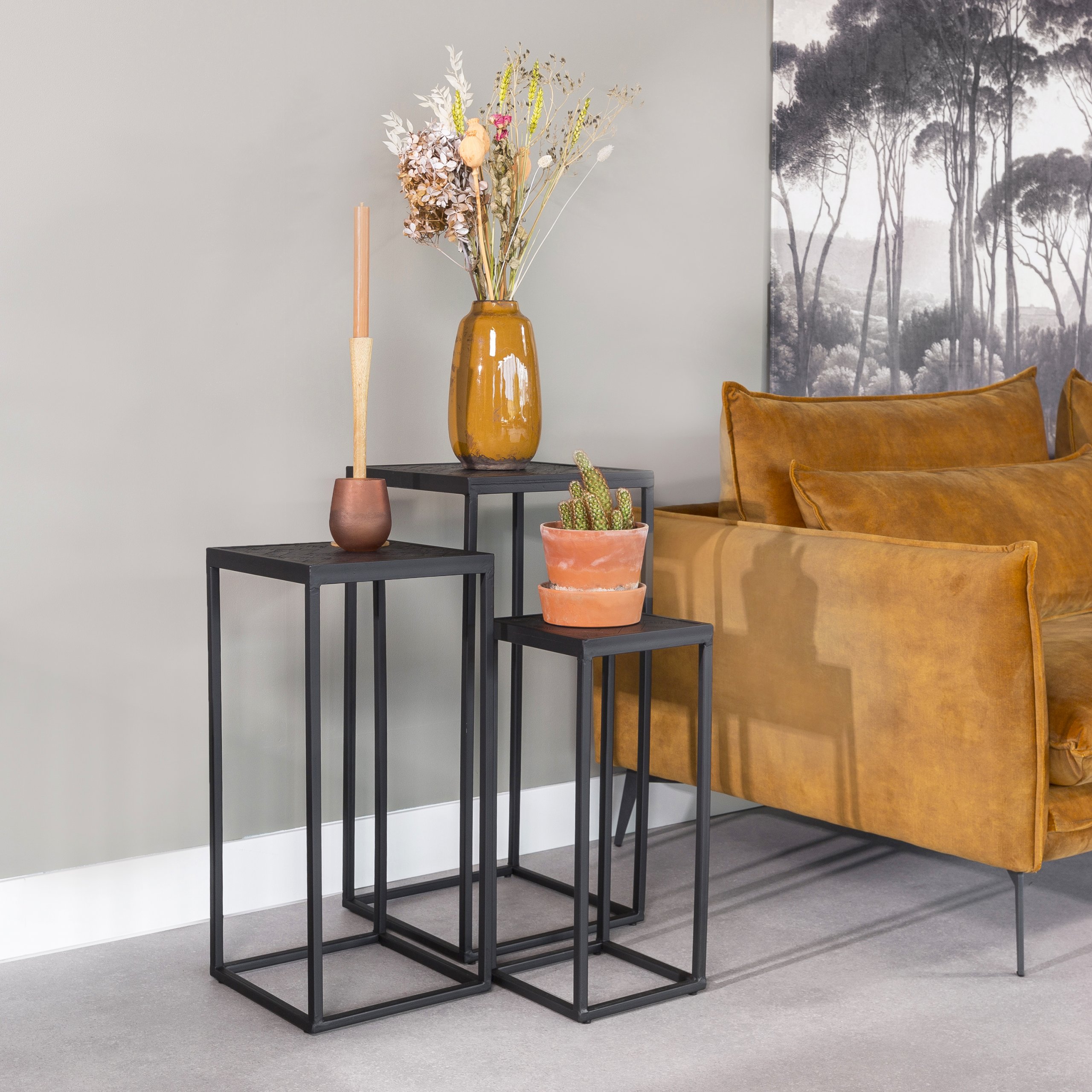 Haluta Bloemenzuil - Set van 3 - Black Stack - Zwart - Afbeelding 2