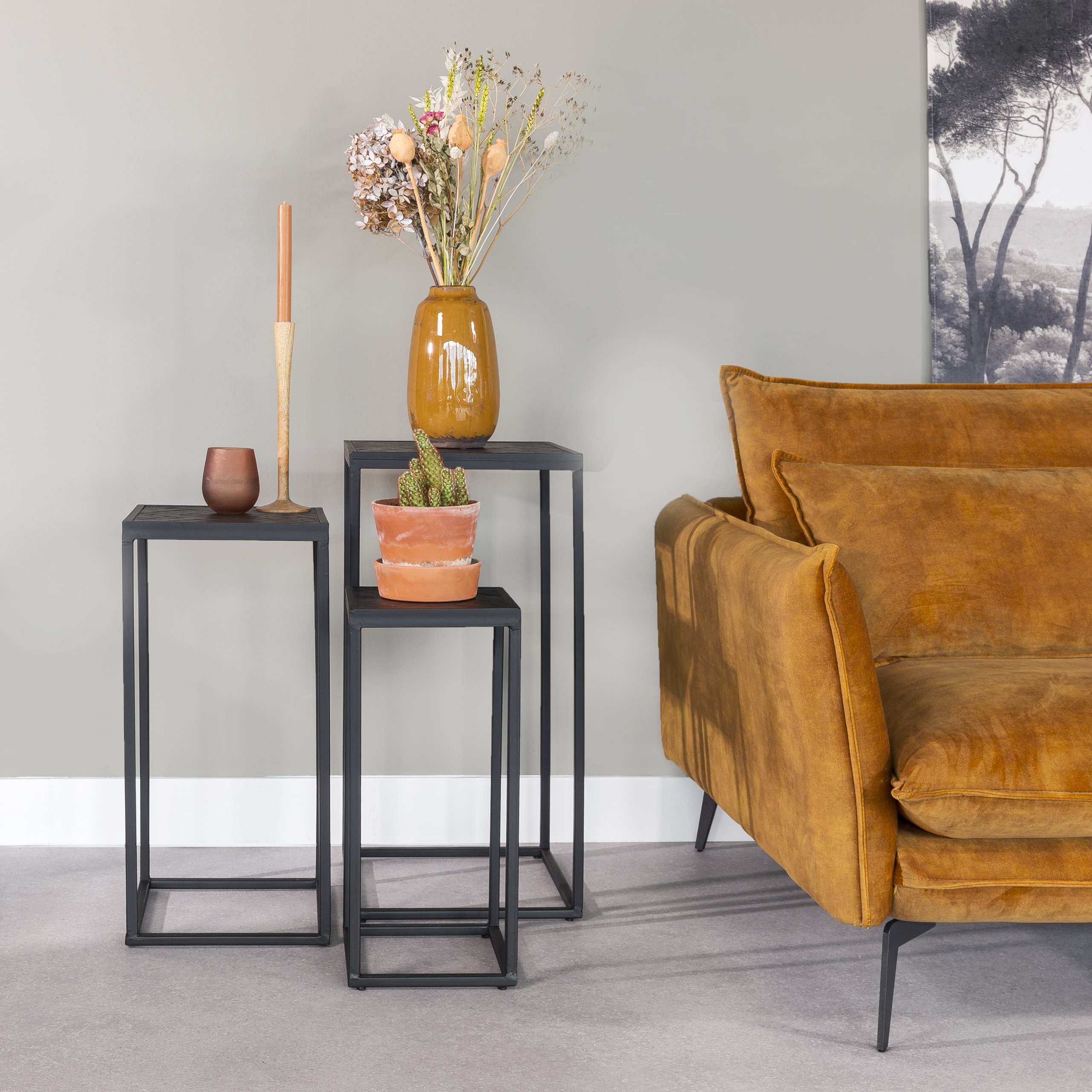 Haluta Bloemenzuil - Set van 3 - Black Stack - Zwart - Afbeelding 3
