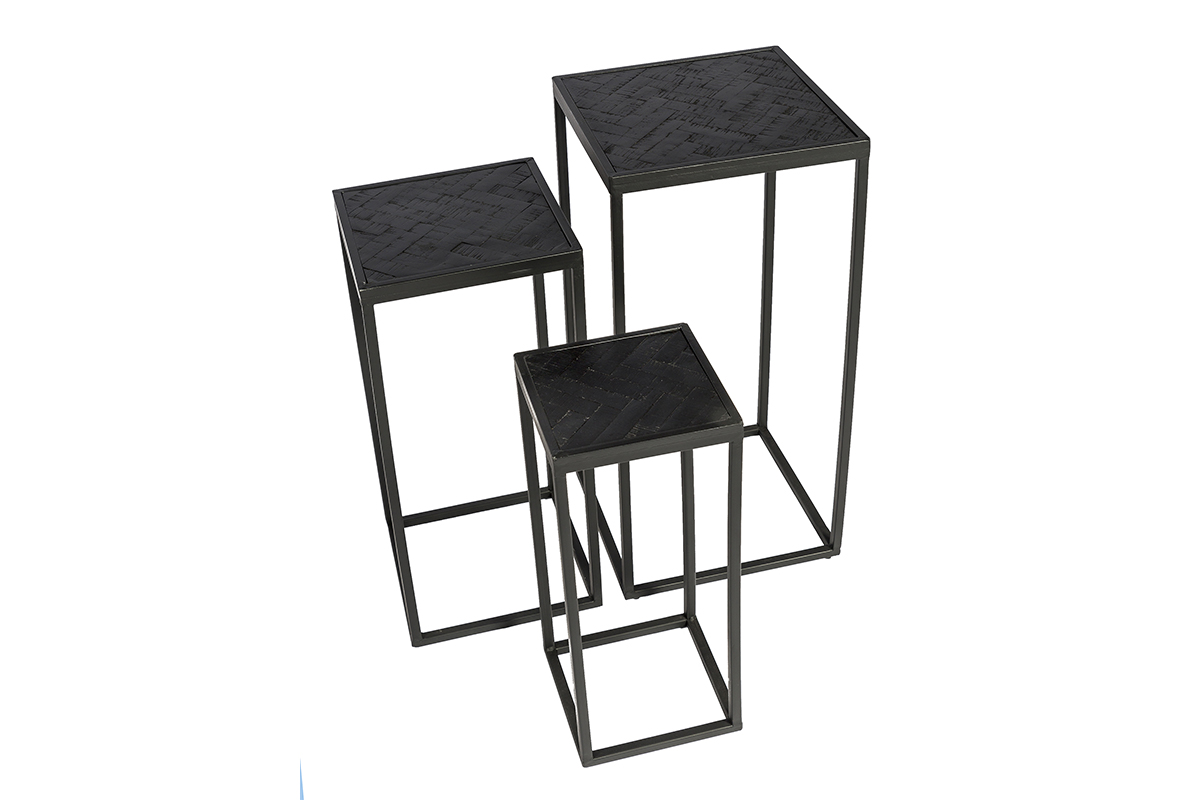Haluta Bloemenzuil - Set van 3 - Black Stack - Zwart