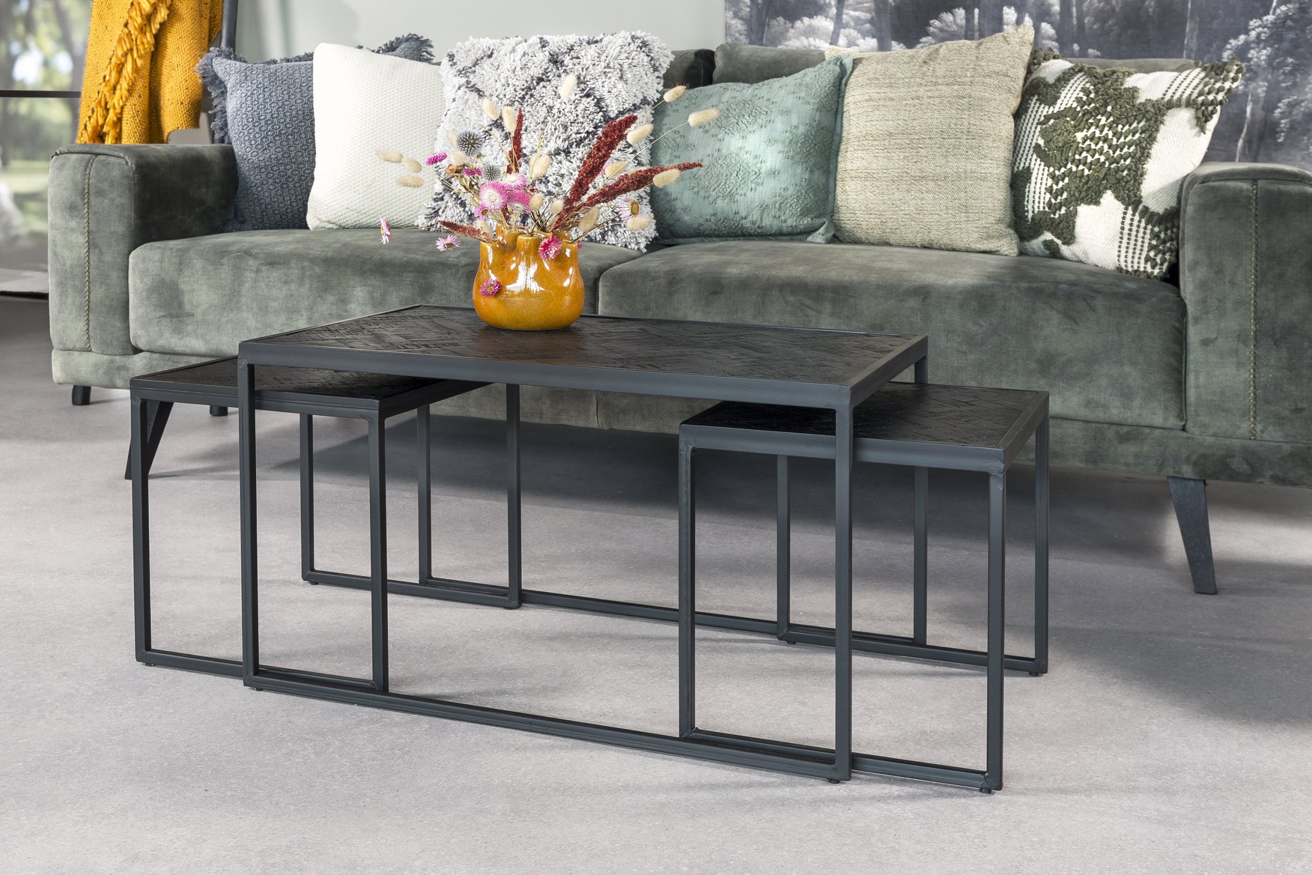 Haluta Salontafel XL - Set van 3 - Visgraat Zwart - Afbeelding 2
