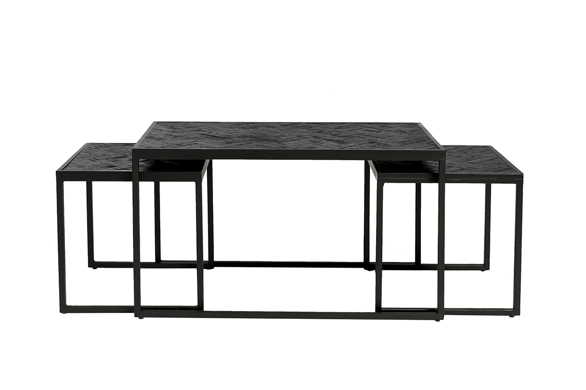 Haluta Salontafel XL - Set van 3 - Visgraat Zwart