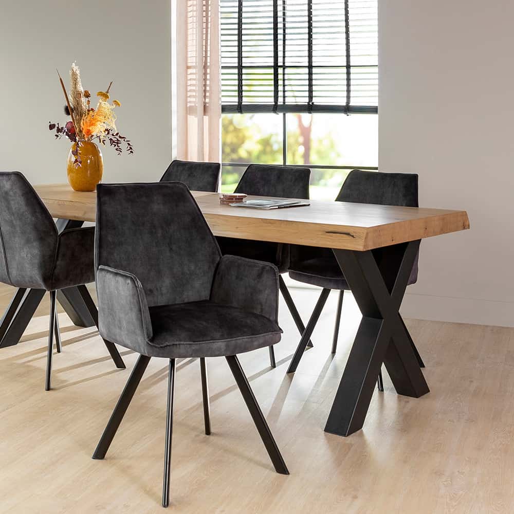 Haluta Eetkamerstoel Rachel - Antraciet - €179,50 p.s - Set van 2 - Afbeelding 5