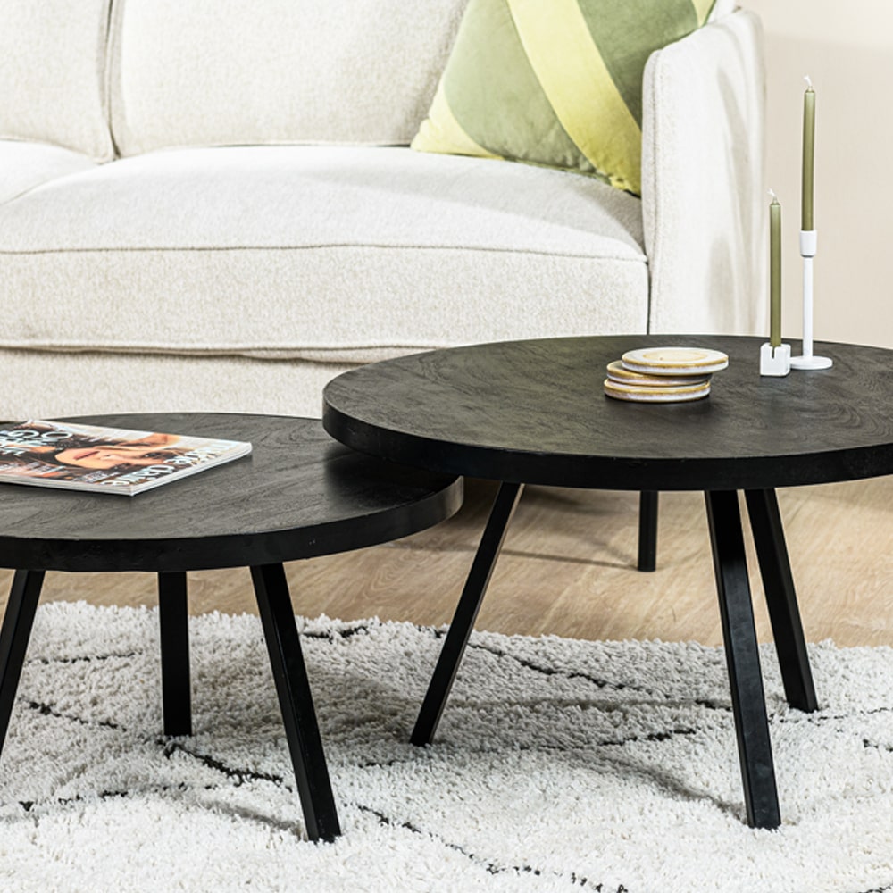 Haluta Acacia Salontafel Eva - Set van 2 - Zwart - Afbeelding 2