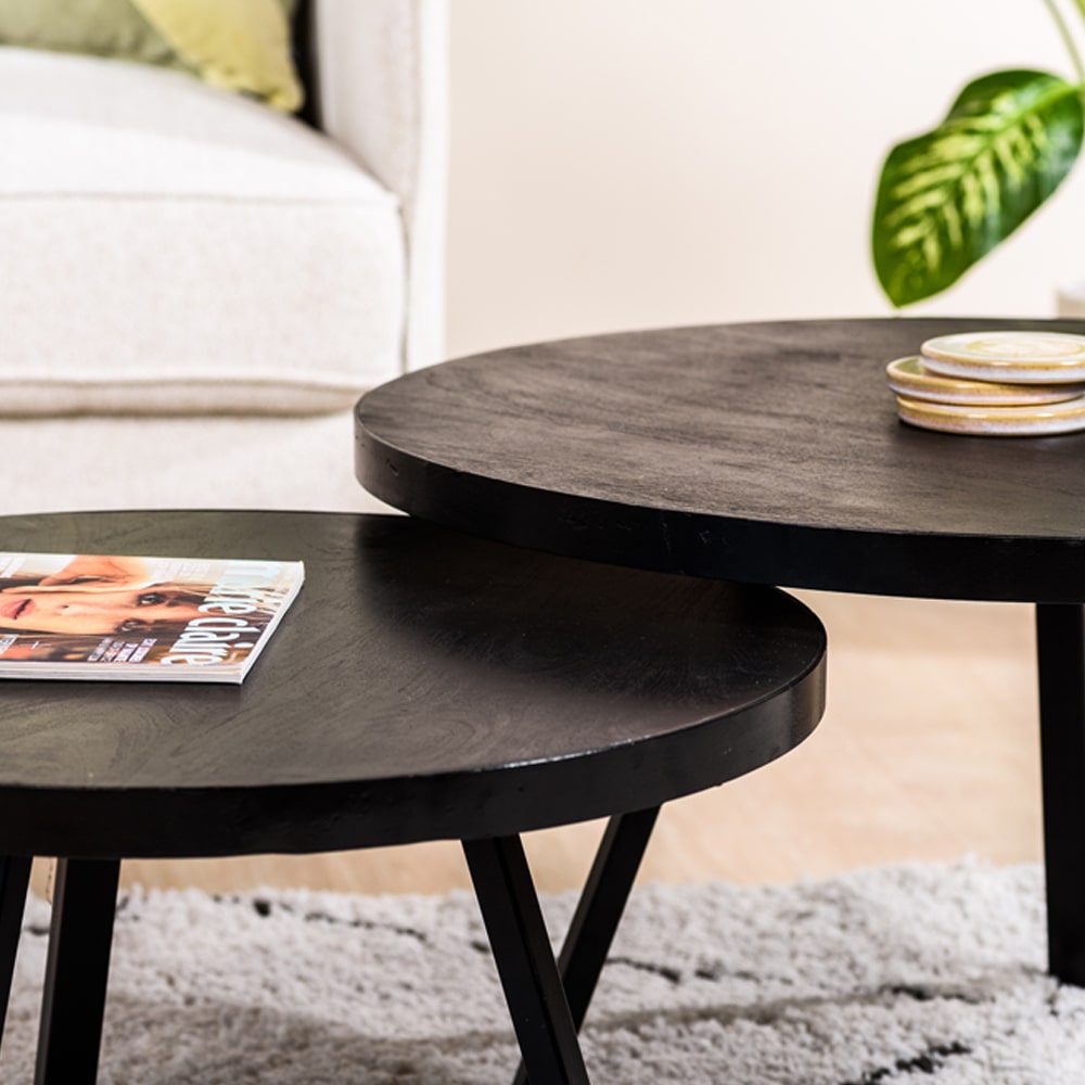 Haluta Acacia Salontafel Eva - Set van 2 - Zwart - Afbeelding 3