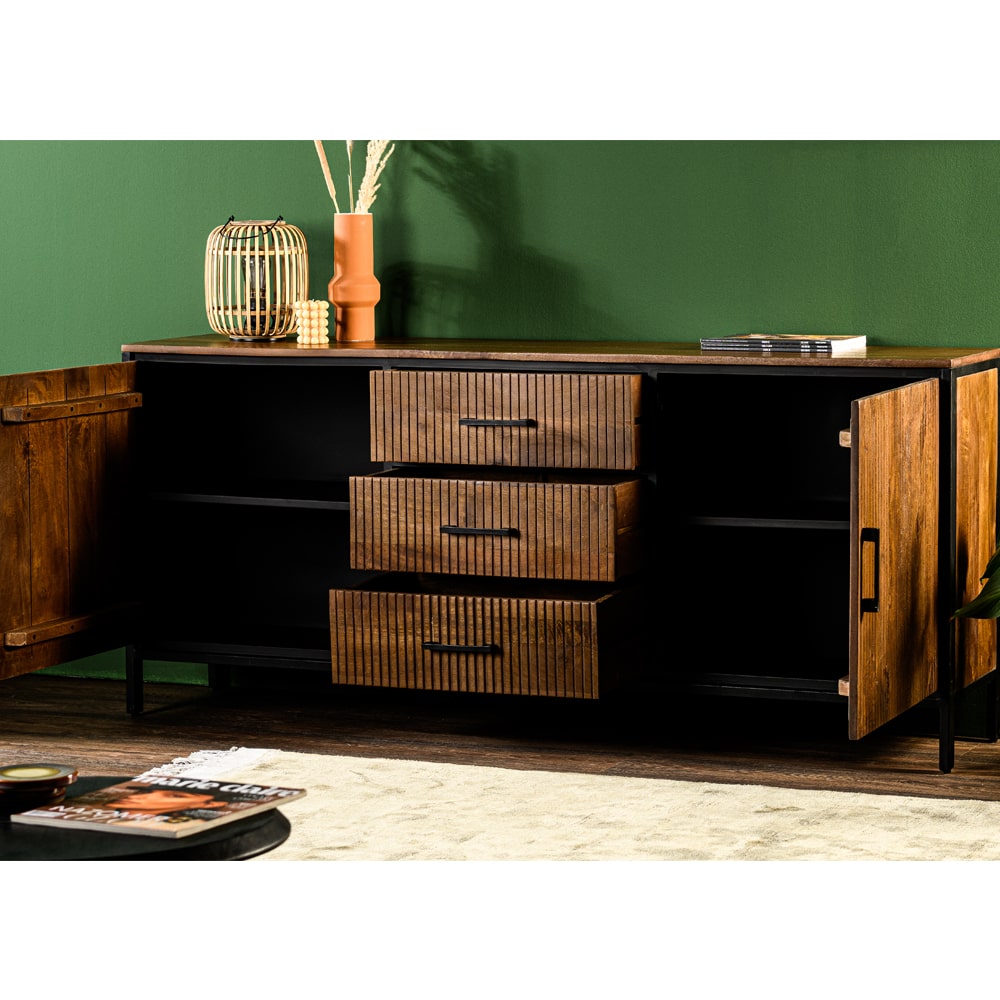 Haluta Acacia Dressoir Eric - 180 x 40 x 80 cm - Bruin - Afbeelding 6