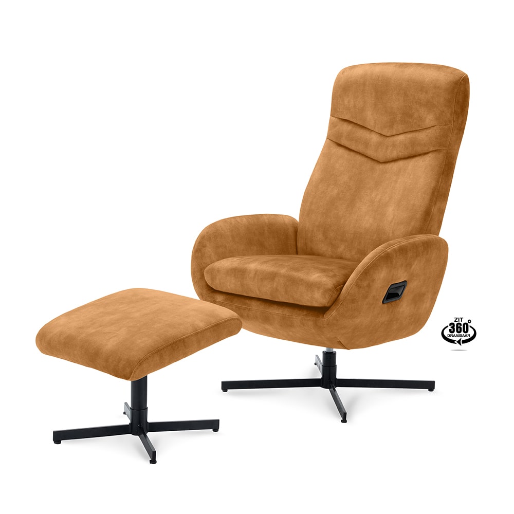 Haluta Relax Draaifauteuil Willy (incl. voetenbank) - Cognac
