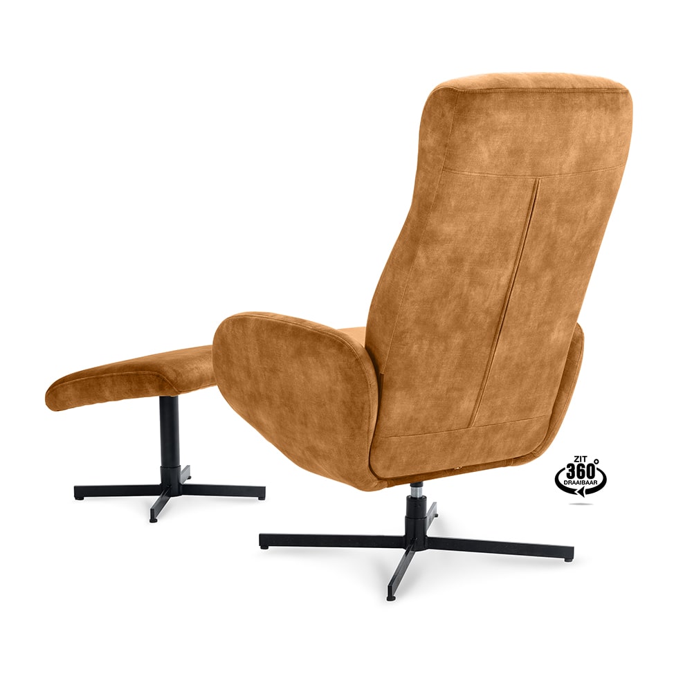 Haluta Relax Draaifauteuil Willy (incl. voetenbank) - Cognac - Afbeelding 2