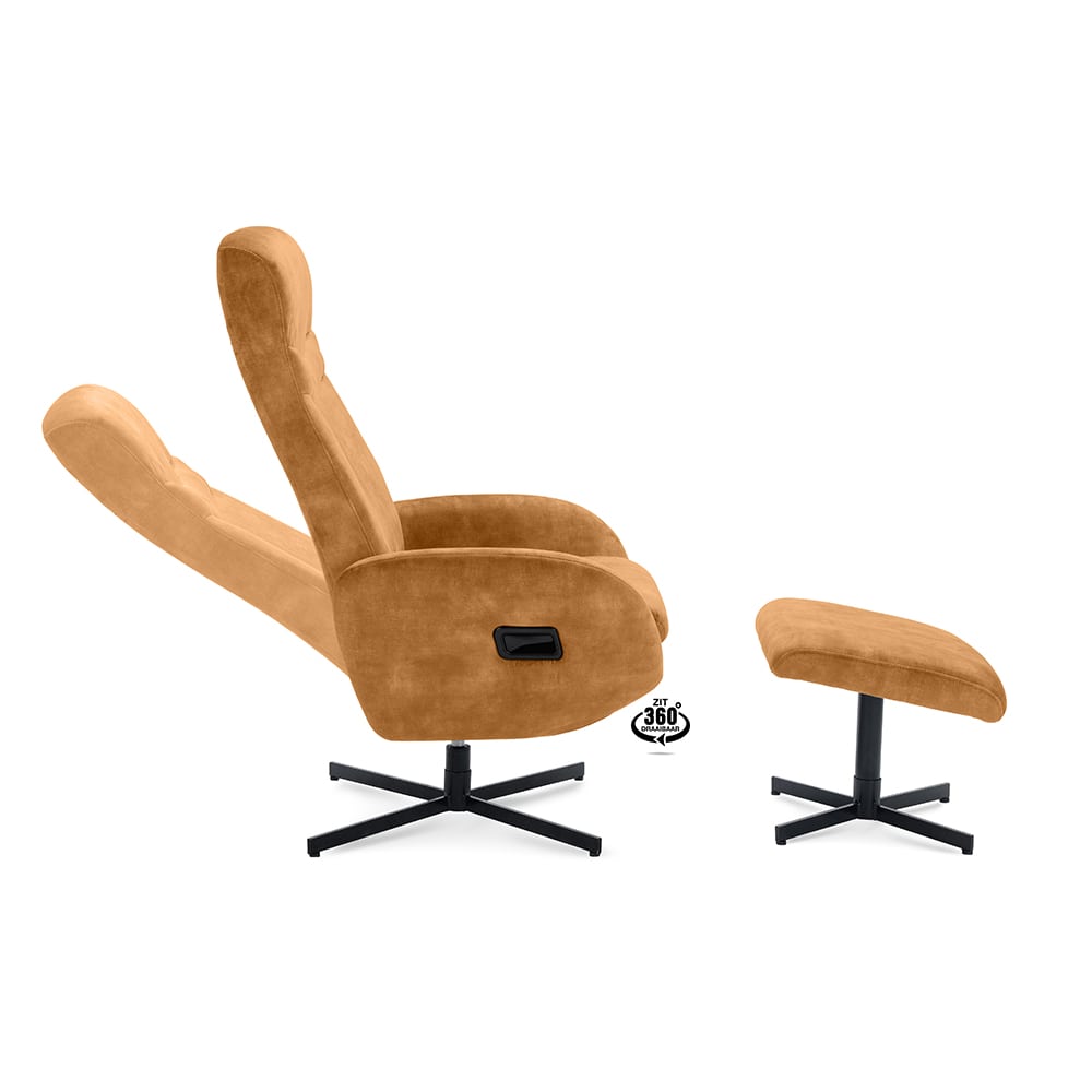 Haluta Relax Draaifauteuil Willy (incl. voetenbank) - Cognac - Afbeelding 3