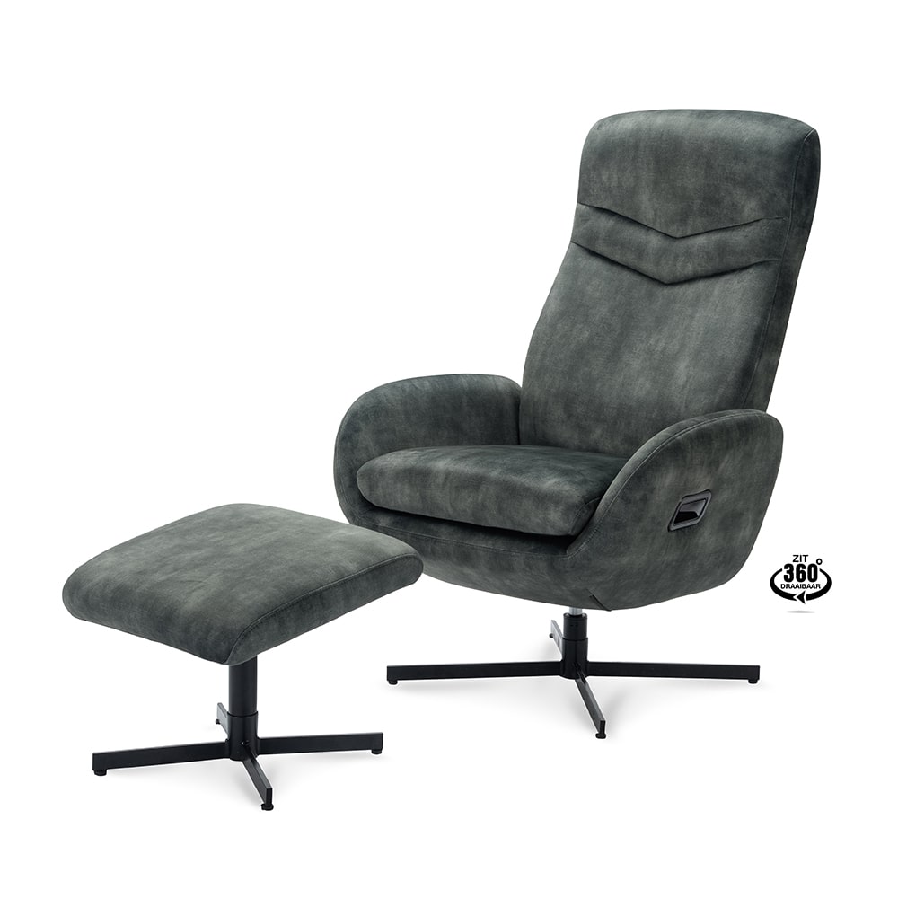 Haluta Relax Draaifauteuil Willy (incl. voetenbank) - Hunter