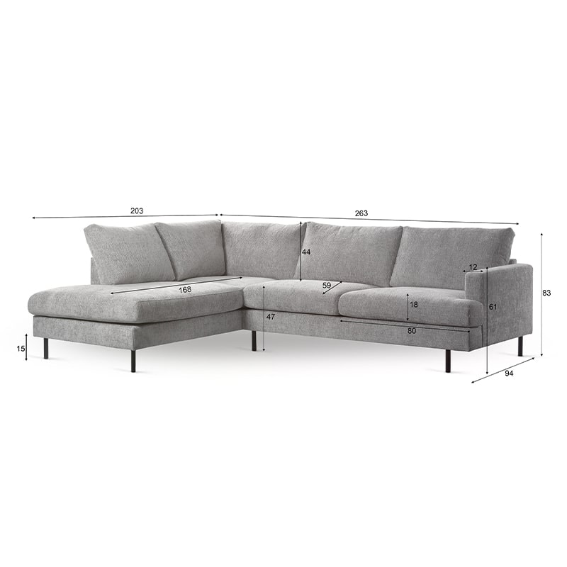 Haluta - Hoekbank Emil - 262 x 206 x 84 cm - Naturel - Links - Afbeelding 2