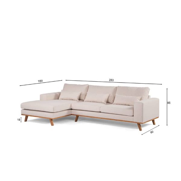 Haluta - Hoekbank Sandra - 283 x 160 x 85 cm - Beige - Links - Afbeelding 7