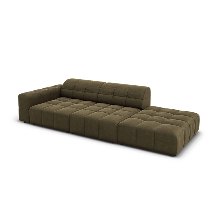 Haluta modulaire hoekbank in olijfgroene stof met gewatteerde zitvlakken en modern low-profile design 1.jpg