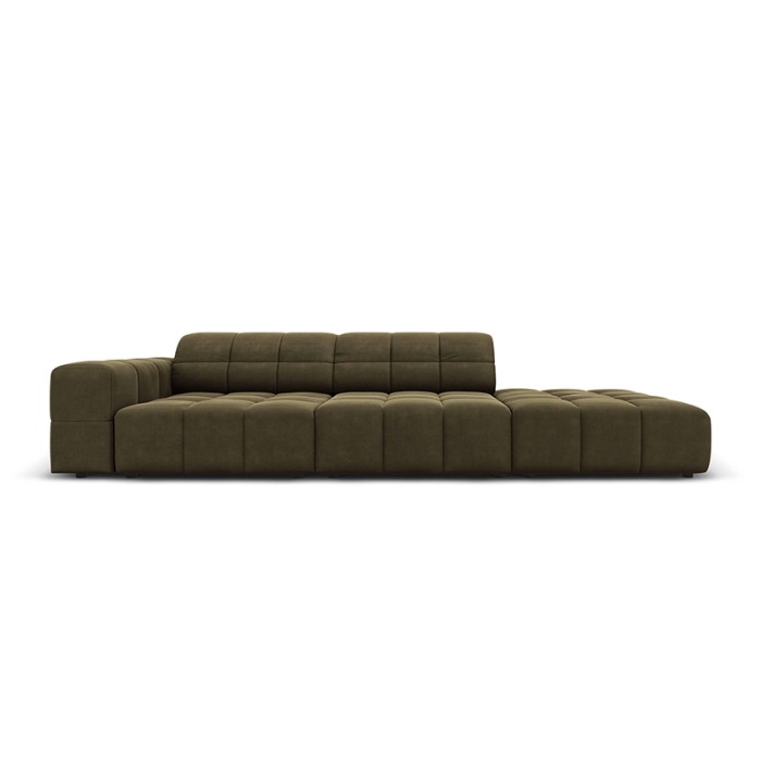 Haluta modulaire hoekbank in olijfgroene stof met gewatteerde zitvlakken en modern low-profile design.jpg