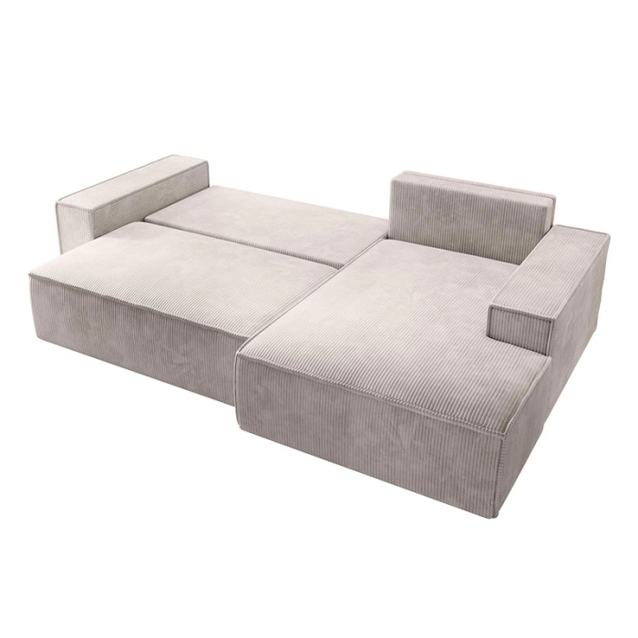 Haluta hoekbank in lichtgrijze ribstof met chaise longue en losse kussens 1.jpg