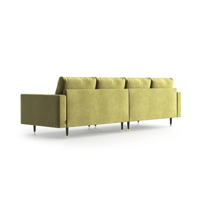 Haluta 3-zits bank in olijfgroen fluweel met gecapitonneerde rugleuning en slanke metalen poten 2.jpg