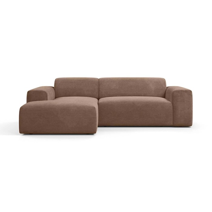 Haluta hoekbank in bruine ribstof met chaise longue en moderne rechte vormen.jpg