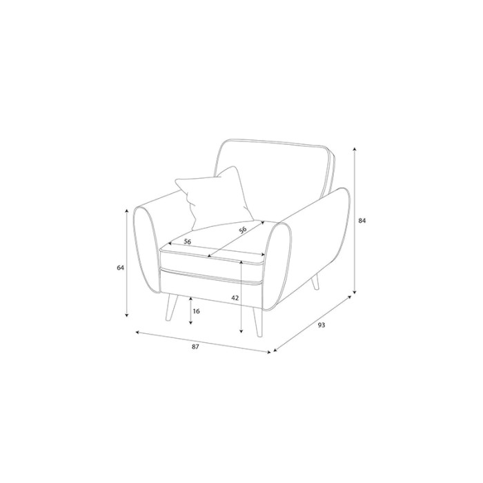 Haluta fauteuil in lichtroze stof met ronde armleuningen, houten poten en sierkussen 2.jpg