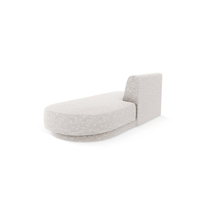Haluta chaise longue in lichtgrijze stof met afgeronde vormen en lage rugleuning 2.jpg