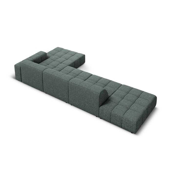 Haluta grote hoekbank in groen gemêleerde stof met gewatteerde zitvlakken en modern design 1.jpg