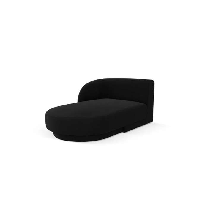 Haluta chaise longue in zwarte stof met afgeronde vormen, laag profiel en minimalistisch design 1.jpg