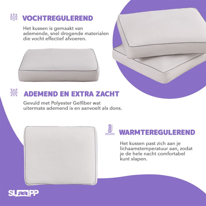 SLAAPP - Hoofdkussen Box Dons - 50x60x10cm - Afbeelding 6