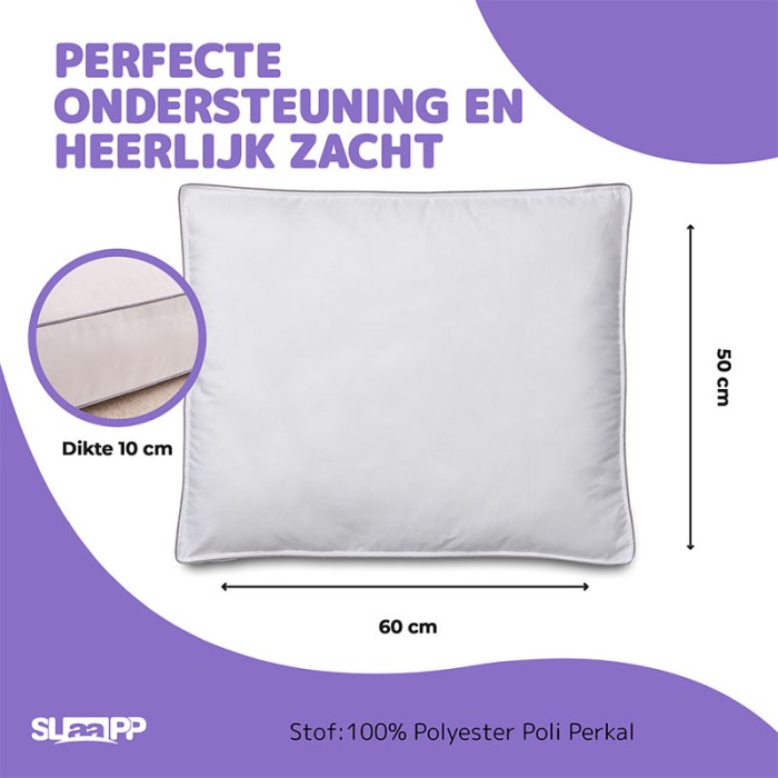 SLAAPP - Hoofdkussen Box Dons - 50x60x10cm - Afbeelding 4