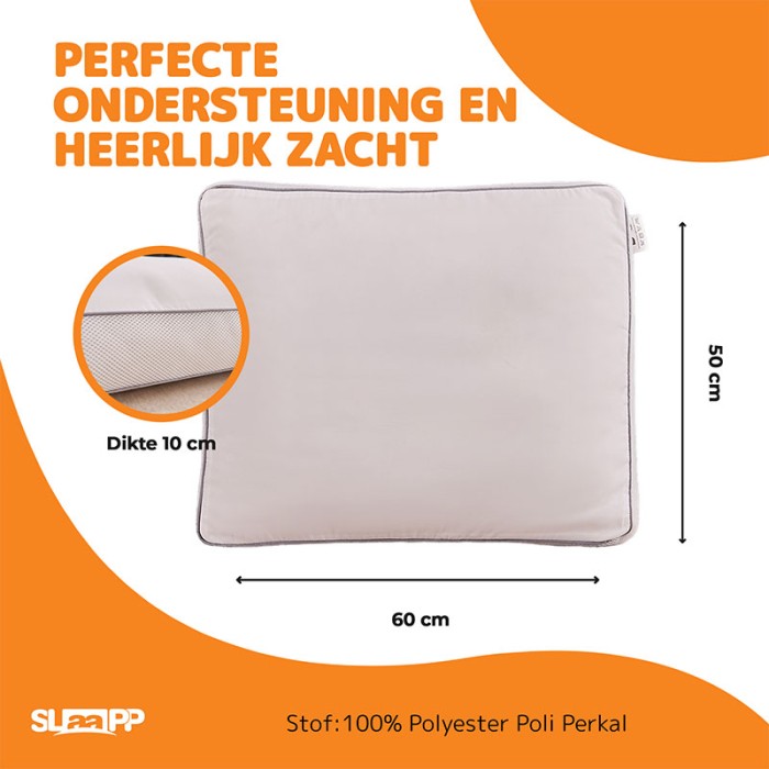 SLAAPP - Hoofdkussen Box Ventilatie - 50x60x10cm - Afbeelding 4