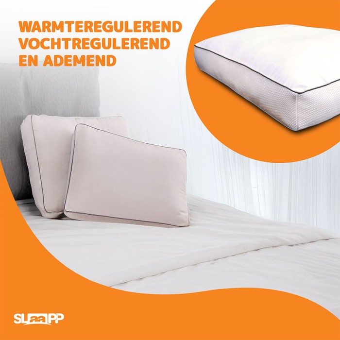SLAAPP - Hoofdkussen Box Ventilatie - 50x60x10cm - 2-Pack - Afbeelding 3
