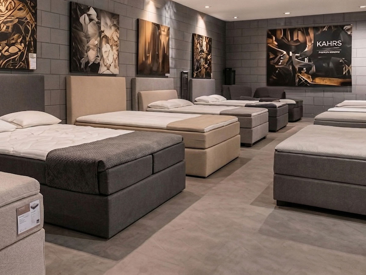 Showroom met diverse boxsprings en bedden